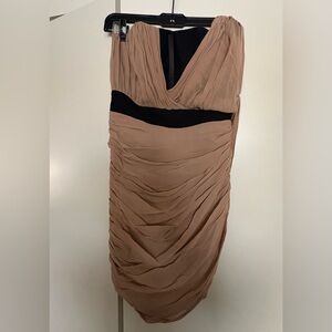 Alexander Wang Elegant Tan Ruched Dress